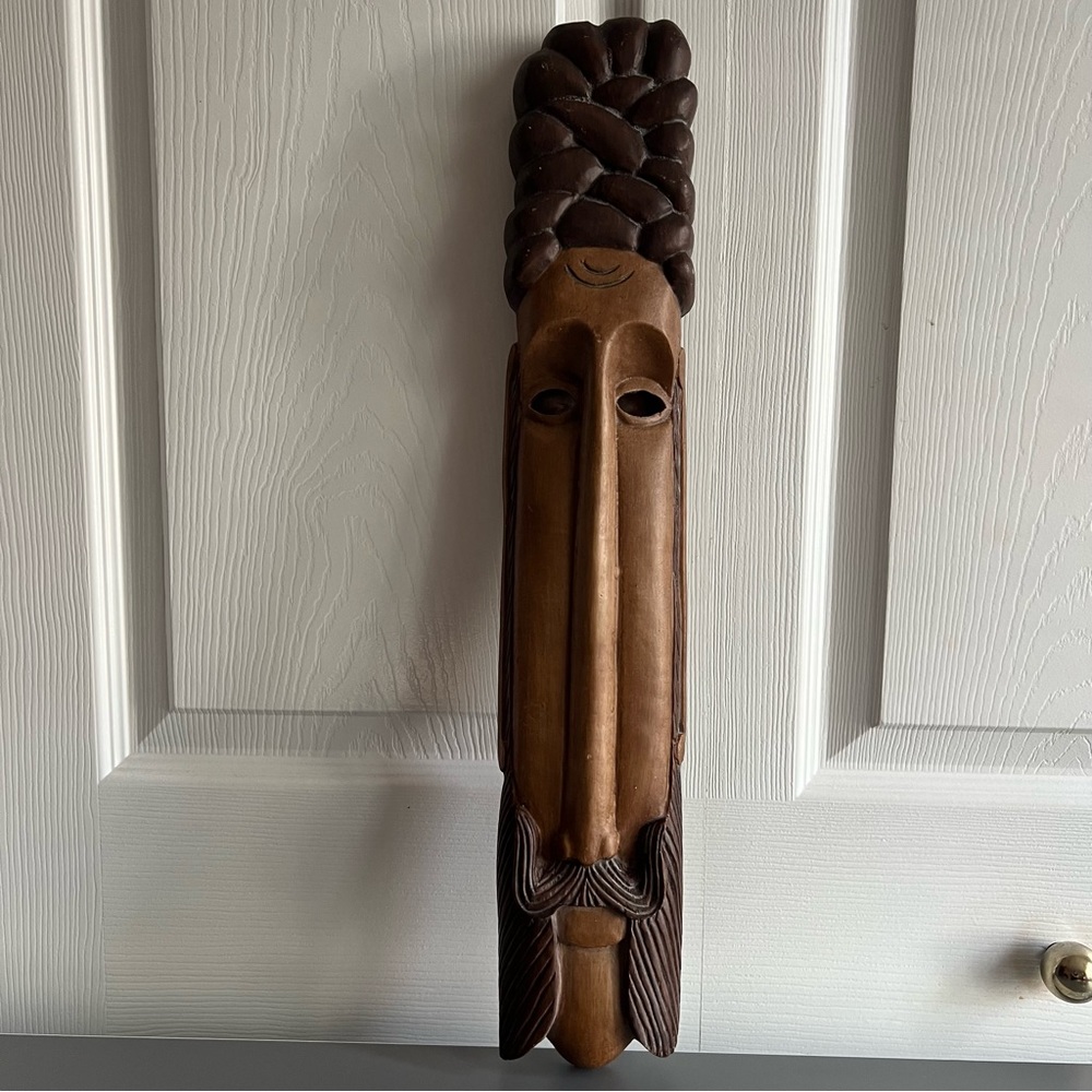 Wooden Art Hand Carved Long Face Mask